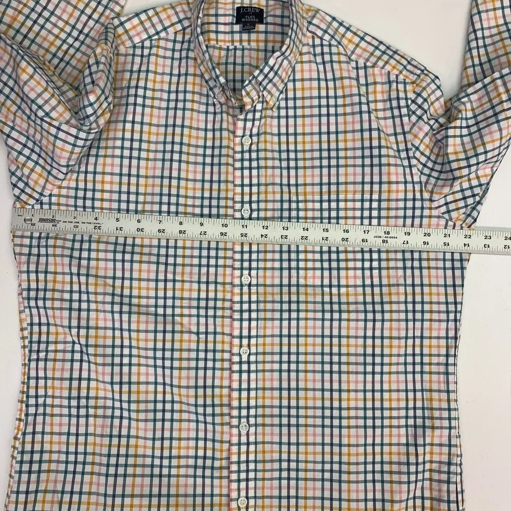 J Crew Slim Fit Long Sleeve Slim Untucked Button Down Shirt Plaid‎ Men Size L
